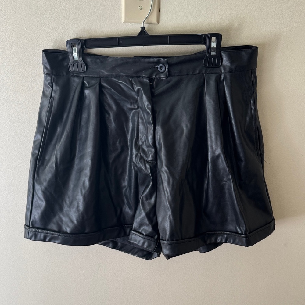 Black Women's Leather Shorts